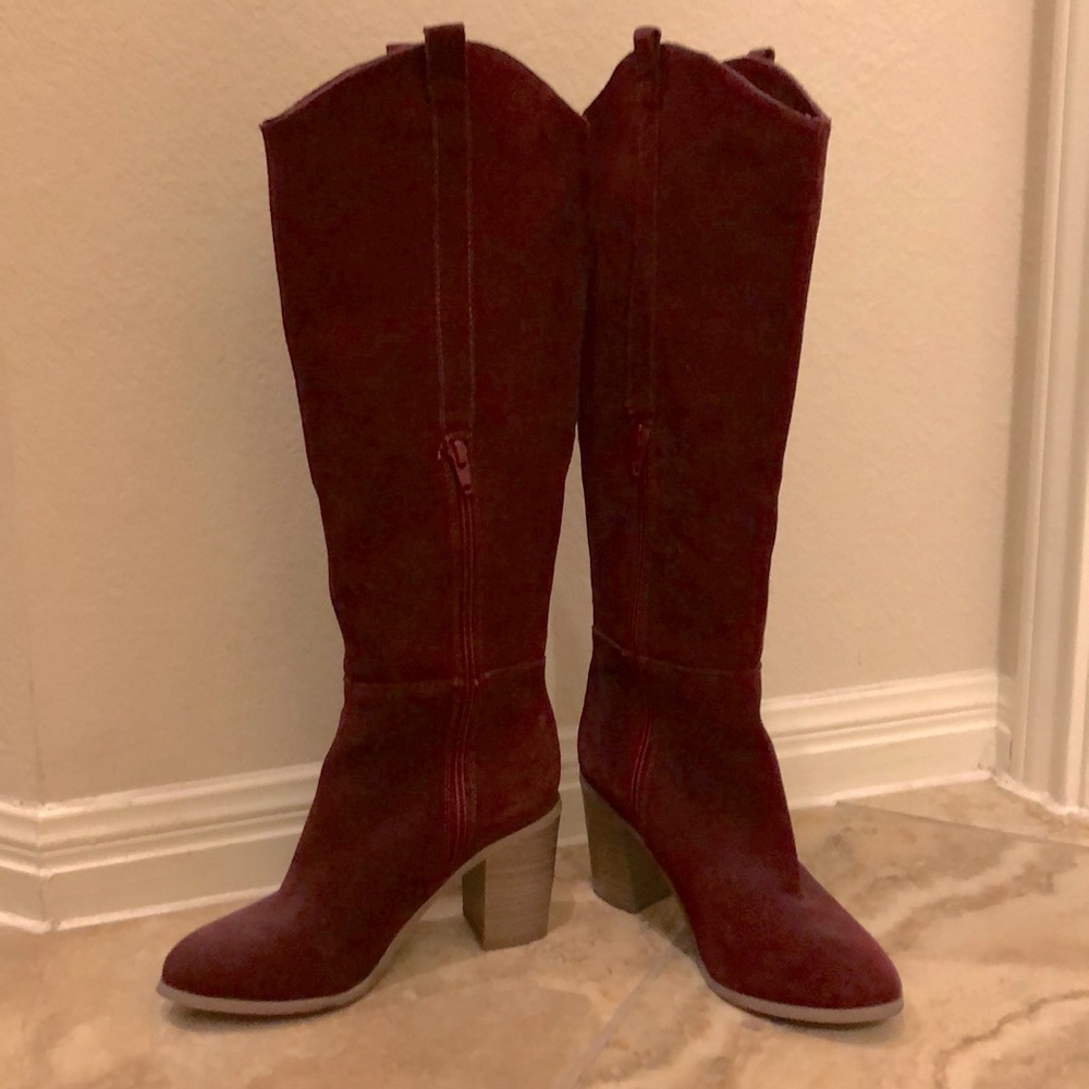 Knee high suede boots